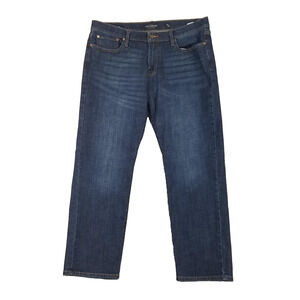 Lucky Brand 221 Straight Jeans Mens 38x30 Blue Denim Stretch Los Angeles Classic